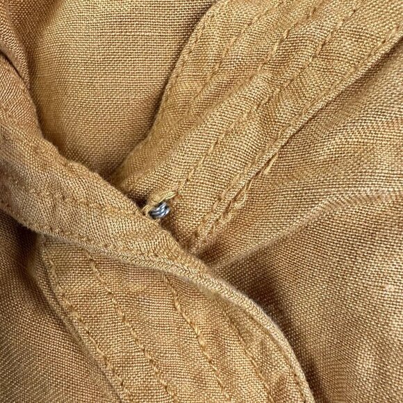 Anthropologie Maeve Luana Romper Women 0 Golden Linen Blend Boho Pockets NO BELT - Picture 3 of 16